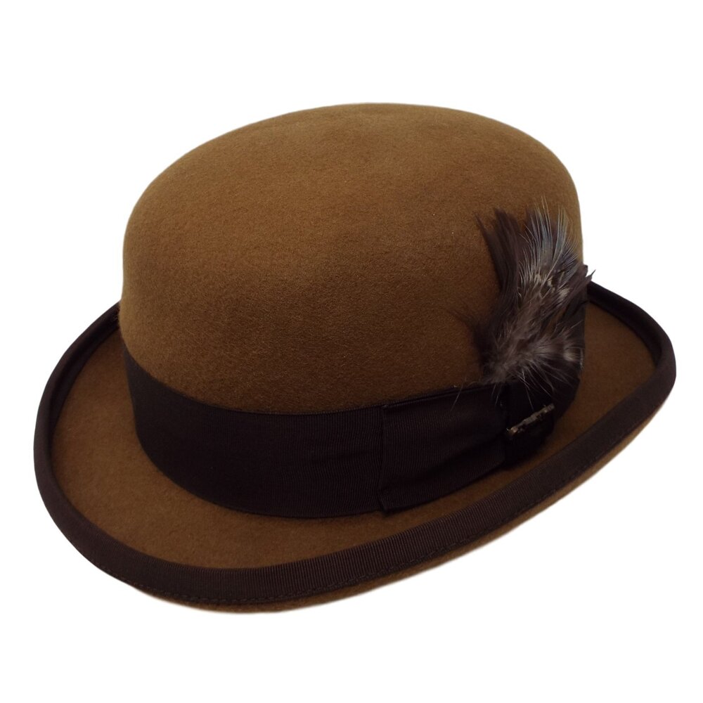 6789 One Fresh Classic Bowler Derby 100% Wool Dress Folk Curled Brim Hat